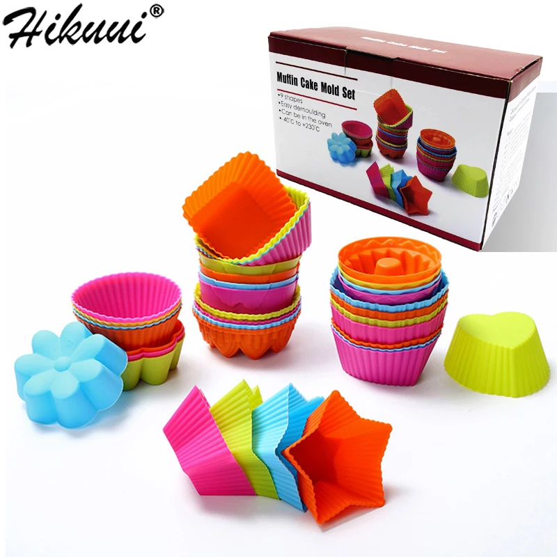 Silicone Cake Mold Cup 36pcs 9 Forms Bake Ware Colorful Pastry tool Types Baking Maker Moulds Nonstick Heat Resistant Reusable
Silicone Cake Mold Cup 36pcs 9 Forms Bake Ware Colorful Pastry tool Types Baking Maker Moulds Nonstick Heat Resistant Reusable