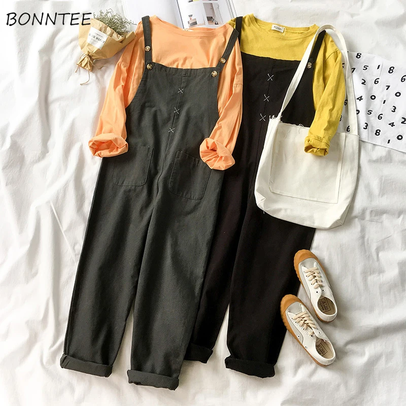 Jumpsuits Women Korean Style High Waist Simple Lovely Pockets Womens Student Long Wide Leg Jumpsuit Female Leisure Strap Trouser
Jumpsuits Women Korean Style High Waist Simple Lovely Pockets Womens Student Long Wide Leg Jumpsuit Female Leisure Strap Trouser