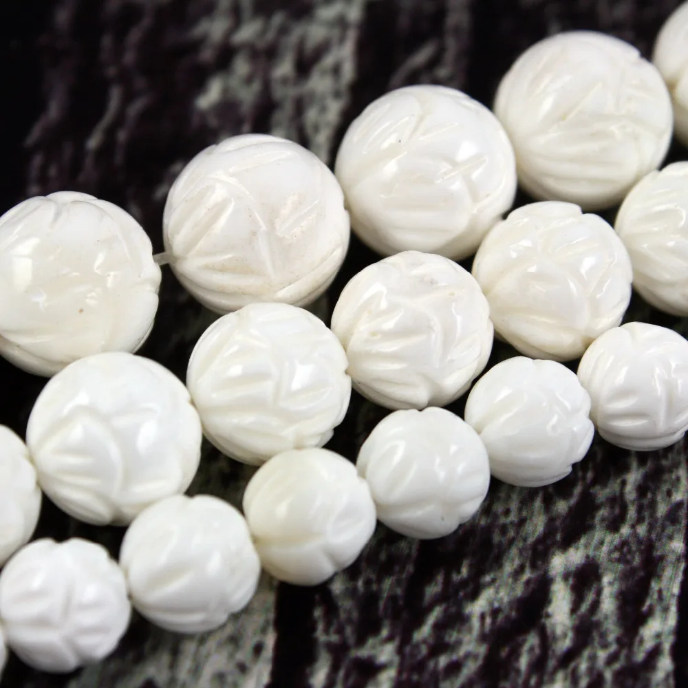 Fashion 8mm 10mm 12mm AA+ Natural Tridacna Stone White Carved Flower Stone Beads Fit for bracelet jewelry Making
Fashion 8mm 10mm 12mm AA+ Natural Tridacna Stone White Carved Flower Stone Beads Fit for bracelet jewelry Making