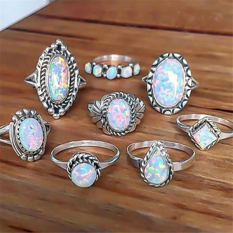 Hot Oval Natural Stone Rings For Women Vintage Retro Color Ring 8PCS Change Mood Ring Antique Silver Fashion Jewelry Gift
Hot Oval Natural Stone Rings For Women Vintage Retro Color Ring 8PCS Change Mood Ring Antique Silver Fashion Jewelry Gift