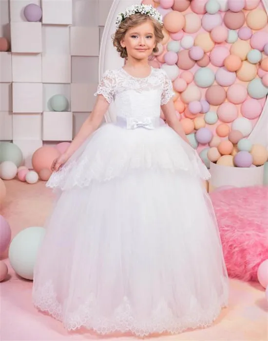 2018 Ball Gown White ivory Children First Communion Dresses for Girls with ribbon Elegant Flower Girl Dress for Wedding Any Size
2018 Ball Gown White ivory Children First Communion Dresses for Girls with ribbon Elegant Flower Girl Dress for Wedding Any Size
