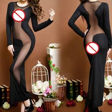 Женское черное Клубное сексуальное платье с длинным рукавом