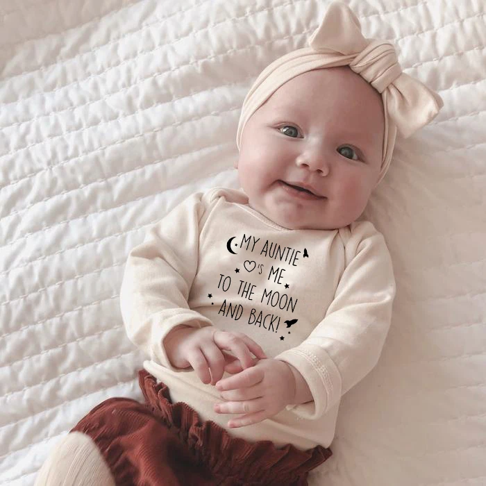 Baby Rompers Cotton Long Sleeve Newborn Clothing My Auntie Take Me To The Moon and Back Funny Print Infant Rompers Toddler Cloth
Baby Rompers Cotton Long Sleeve Newborn Clothing My Auntie Take Me To The Moon and Back Funny Print Infant Rompers Toddler Cloth