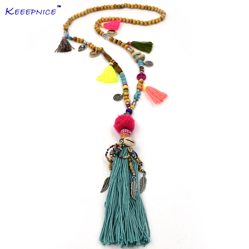 Женское ожерелье с подвеской длинное кисточками и бусинами подвески Будды|necklaces