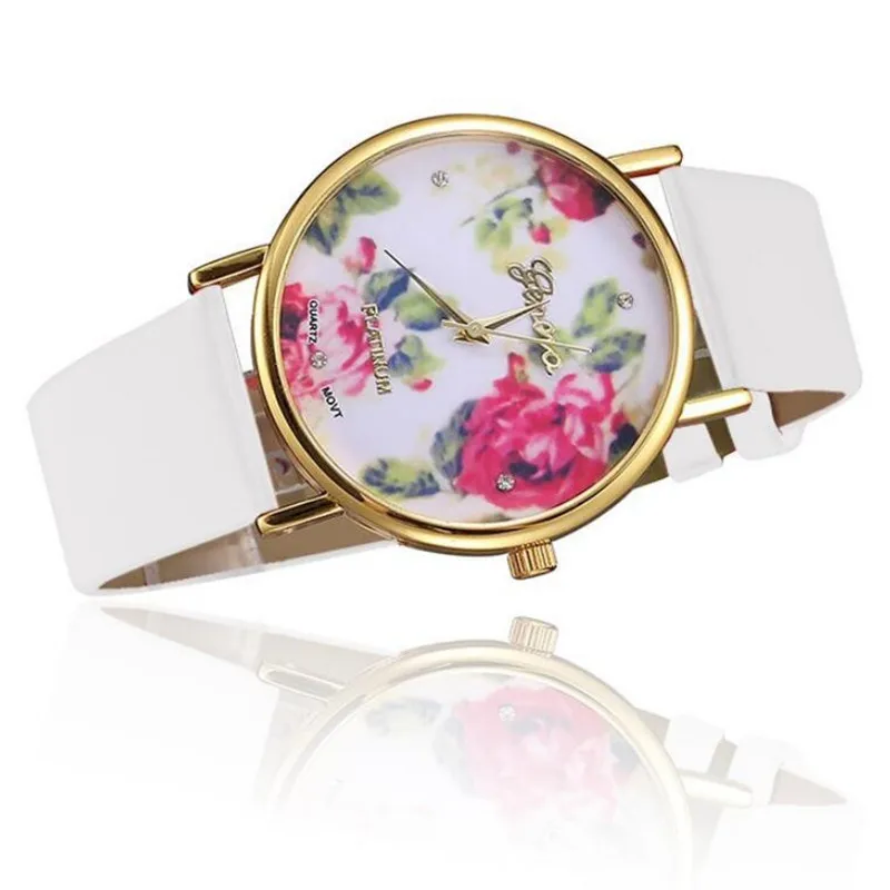 110pc/lot New Fashion Leather Geneva Rose Flower Watch For Women Dress Watch New Brand Vintage Women's Leather Wrist Watches
110pc/lot New Fashion Leather Geneva Rose Flower Watch For Women Dress Watch New Brand Vintage Women's Leather Wrist Watches