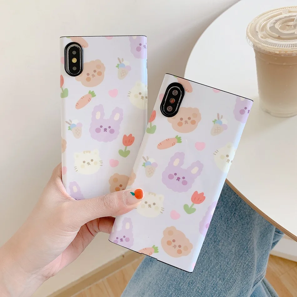 For iPhone 7 Plus XR X XS Max Case Square Sweet Cute Cartoon Little Animal Holder Cover For iPhone 8 6 6s Plus Soft TPU Coque
For iPhone 7 Plus XR X XS Max Case Square Sweet Cute Cartoon Little Animal Holder Cover For iPhone 8 6 6s Plus Soft TPU Coque