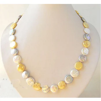 Terisa PearlJewelry 100% Real Pearl Necklace 18inches 12-14mm Champagne White Gray Coin Freshwater Pearl Necklace
Terisa PearlJewelry 100% Real Pearl Necklace 18inches 12-14mm Champagne White Gray Coin Freshwater Pearl Necklace