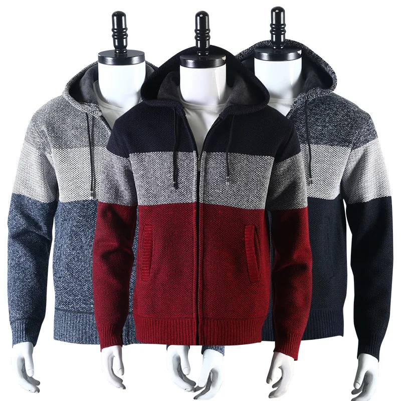 Autumn Winter Men hooded cardigans 2019 Casual thick warm fleece inside knitted cardigan sweater patchwork knitted jacket
Autumn Winter Men hooded cardigans 2019 Casual thick warm fleece inside knitted cardigan sweater patchwork knitted jacket
