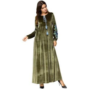 Women Elegant Spring Autumn Winter Dress O Neck Long Sleeve Embroidery Flower Muslim Abaya Dress Plus Size 4XL Velour Dress
Women Elegant Spring Autumn Winter Dress O Neck Long Sleeve Embroidery Flower Muslim Abaya Dress Plus Size 4XL Velour Dress