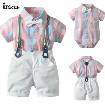2pcs Toddler Kids Baby Boy Gentleman Outfit Formal Clothes Party Pink Plaid Bow T-shirt Top Romper White Bib Shorts Cotton Set
2pcs Toddler Kids Baby Boy Gentleman Outfit Formal Clothes Party Pink Plaid Bow T-shirt Top Romper White Bib Shorts Cotton Set
