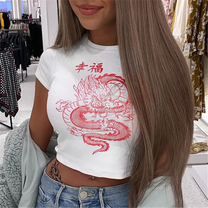 Dragon Printed White Women Tshirts Casual Basic Chinese Style T-shirt Women Harajuku Short Sleeve Tee Shirt Tops Streetwear
Dragon Printed White Women Tshirts Casual Basic Chinese Style T-shirt Women Harajuku Short Sleeve Tee Shirt Tops Streetwear