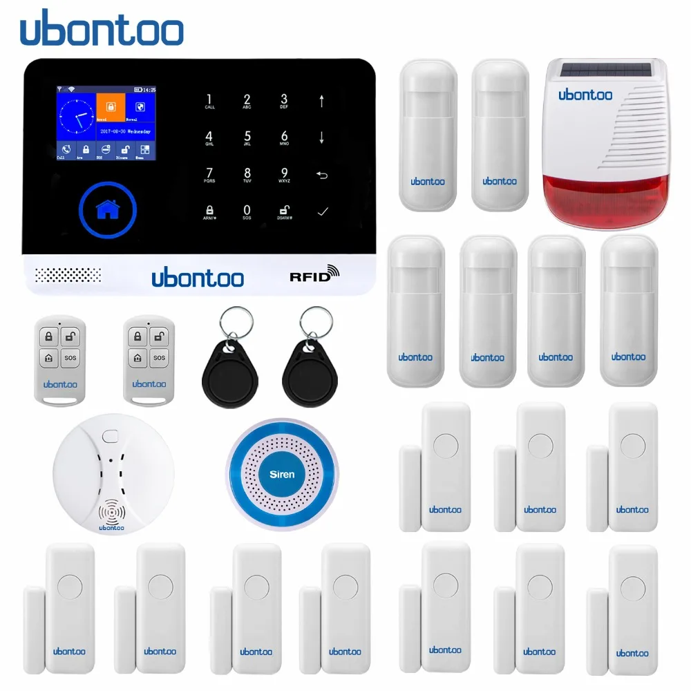 ubontoo Wireless SIM GSM Home RFID Burglar Security Touch Keyboard WIFI GSM Alarm System Sensor kit Many countries Voice
ubontoo Wireless SIM GSM Home RFID Burglar Security Touch Keyboard WIFI GSM Alarm System Sensor kit Many countries Voice