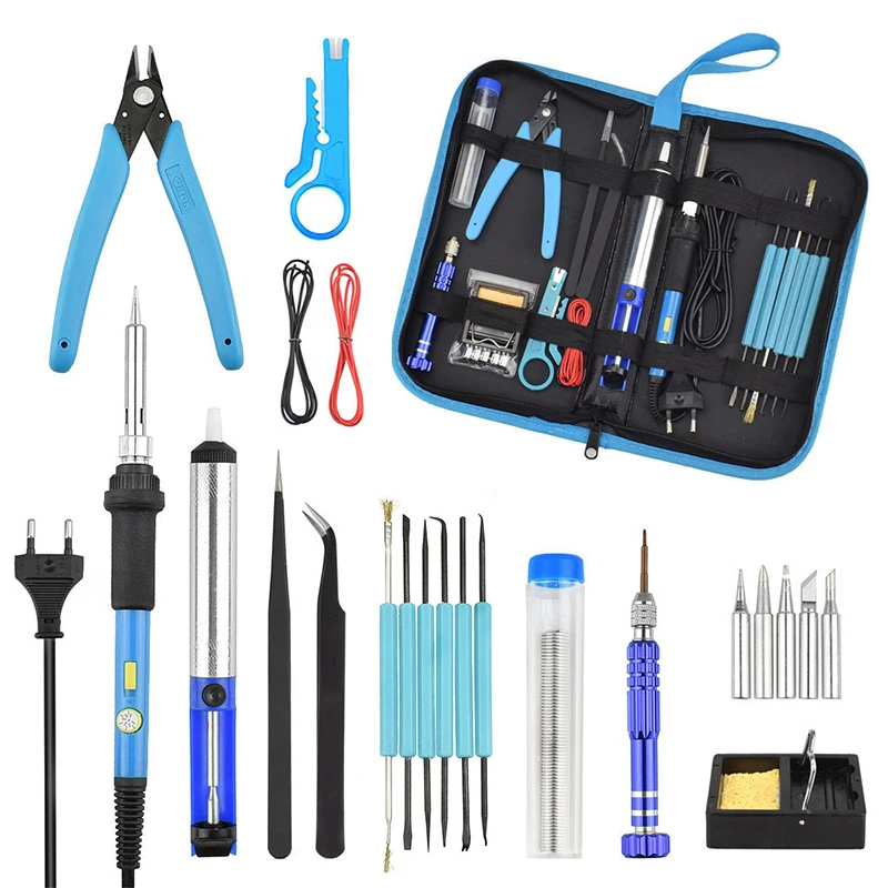 Soldering Iron Kit Electronics 60W Adjustable Temperature Welding Tool Soldering Gun Soldering Stand With Tool Case
Soldering Iron Kit Electronics 60W Adjustable Temperature Welding Tool Soldering Gun Soldering Stand With Tool Case