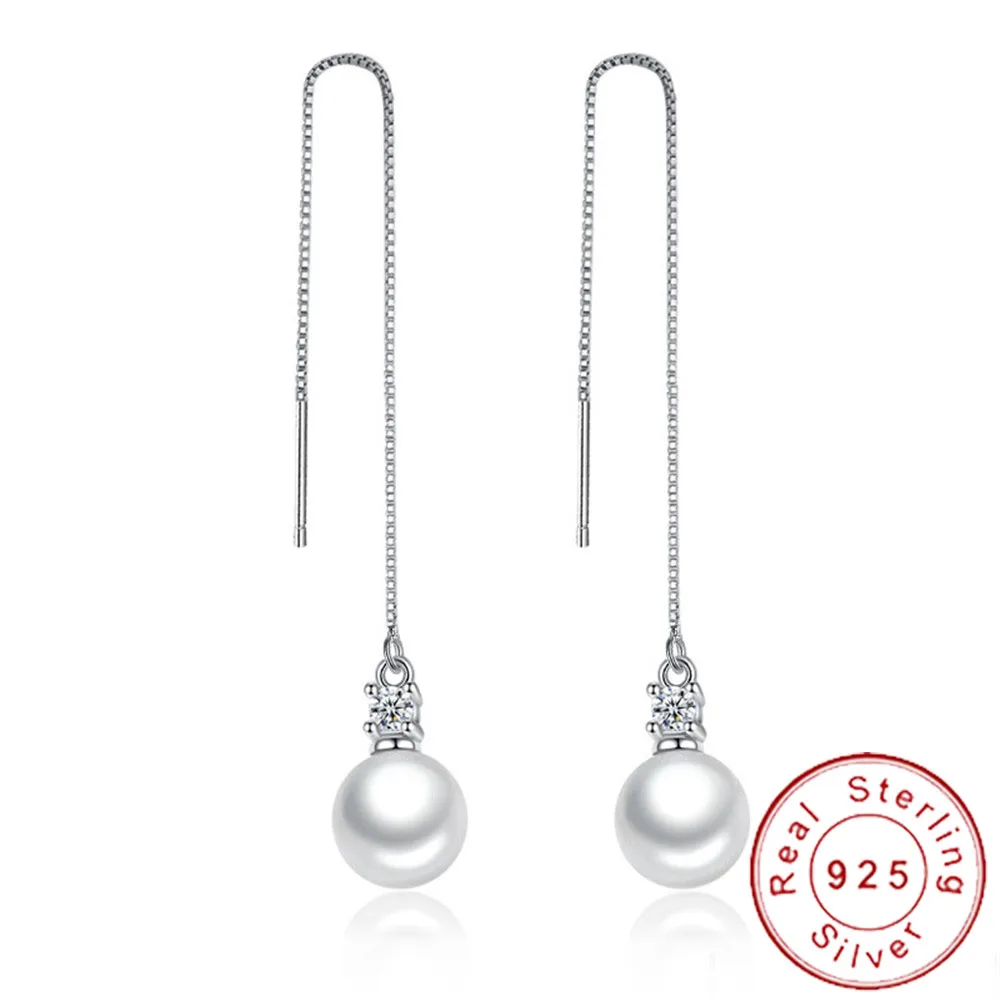 Minimalist Real 925 Sterling Siver Long Hanging Earrings Dangle Female 8mm Pearl Beads oorbellen Tassel Piercing Ear Chain SE044
Minimalist Real 925 Sterling Siver Long Hanging Earrings Dangle Female 8mm Pearl Beads oorbellen Tassel Piercing Ear Chain SE044