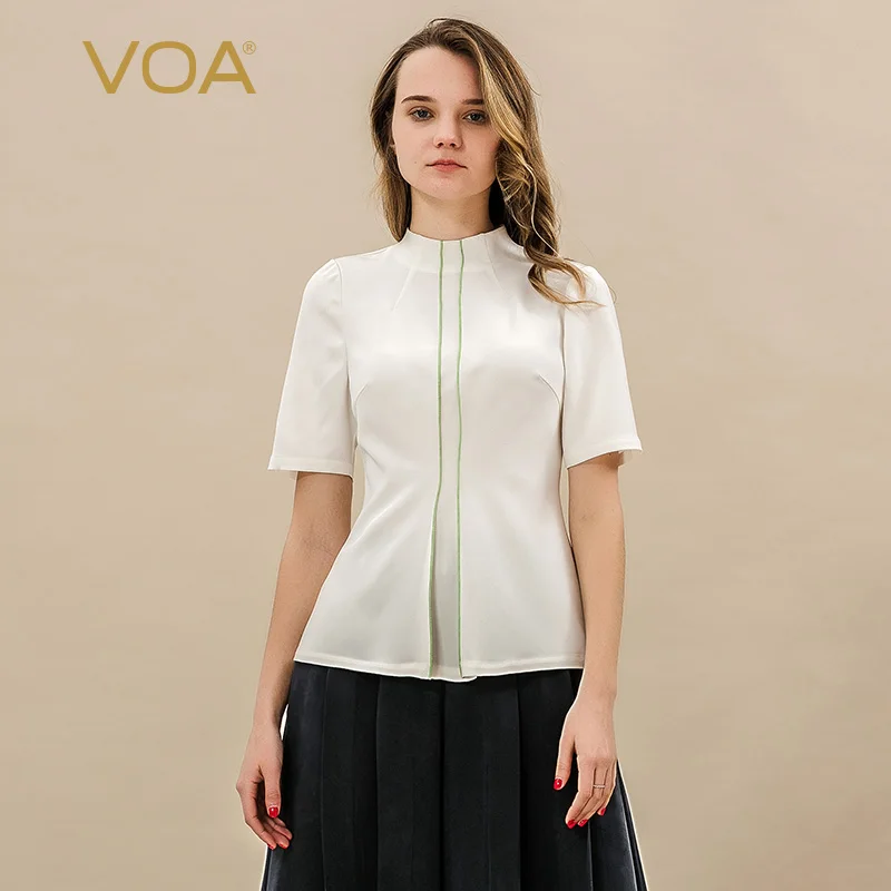 VOA White Heavy Silk T Shirt Summer Short Sleeve Tee High Quality koszulki damskie Casual Women Tops Office Ladies Basic B9001
VOA White Heavy Silk T Shirt Summer Short Sleeve Tee High Quality koszulki damskie Casual Women Tops Office Ladies Basic B9001