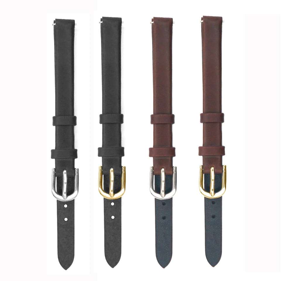 

Genuine Leather Watchband 6mm 8mm Slim Calf Leather Watch Band Black Brown Watch Strap for Hour Bel for Women Watch Spring Bar