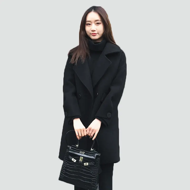 2018 Autumn Winter New Korean Loose Thin Black Woolen Coat Casual Long Woolen Jackets Female A1291
2018 Autumn Winter New Korean Loose Thin Black Woolen Coat Casual Long Woolen Jackets Female A1291