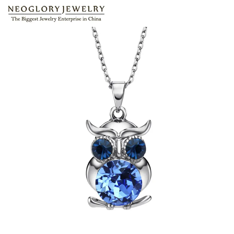 Image Neoglory Novelty Owl Necklace Pendant MADE WITH SWAROVSKI ELEMENTS Rhinestone Vintage Jewelry Brand Cute Gift for Girls
