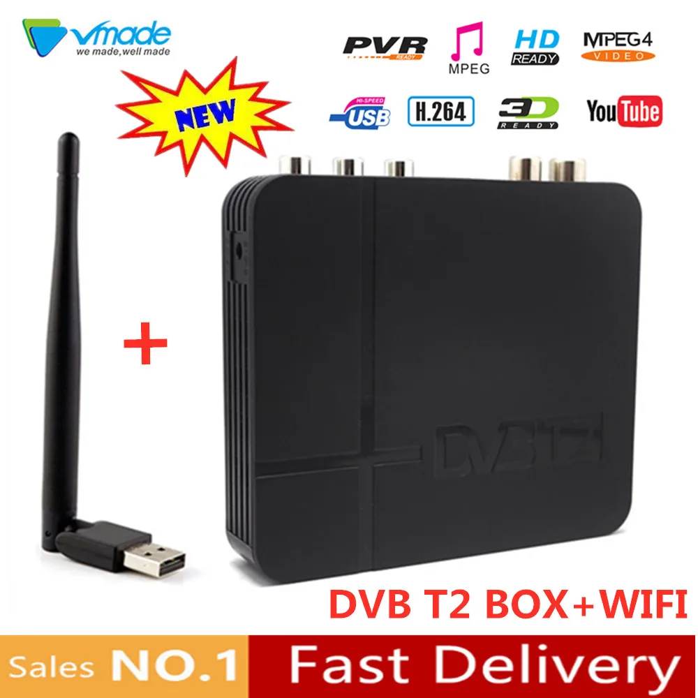 

Vmade newest DVB T2 TV Tuner FULL HD DVB-T2 K2+USB WIFI T2 Terrestrial TV Receiver H.264 Support PVR,WIFI,YOUTUBE set top boxes