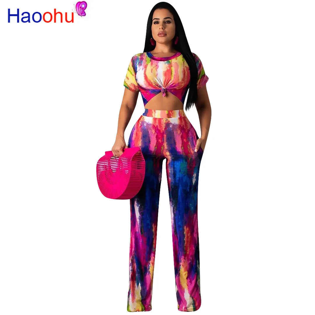 HAOOHU 2019 women summer tie dye galaxy print o-neck short sleeve tee top straight pants suti two piece set tracksuit outfit
HAOOHU 2019 women summer tie dye galaxy print o-neck short sleeve tee top straight pants suti two piece set tracksuit outfit