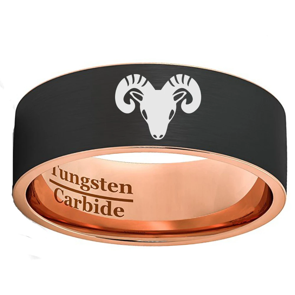 Custom Zodiac Aries Finger Rings 8mm Men Boy Black & Rose Gold Color Wedding Band Constellation Party Jewelry Accessories
Custom Zodiac Aries Finger Rings 8mm Men Boy Black & Rose Gold Color Wedding Band Constellation Party Jewelry Accessories