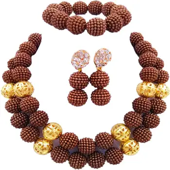 Fashion Brown Simulated Pearl Jewelry Set Nigerian Wedding African Beads Jewelry Sets for Women 2ZQJS04
Fashion Brown Simulated Pearl Jewelry Set Nigerian Wedding African Beads Jewelry Sets for Women 2ZQJS04
