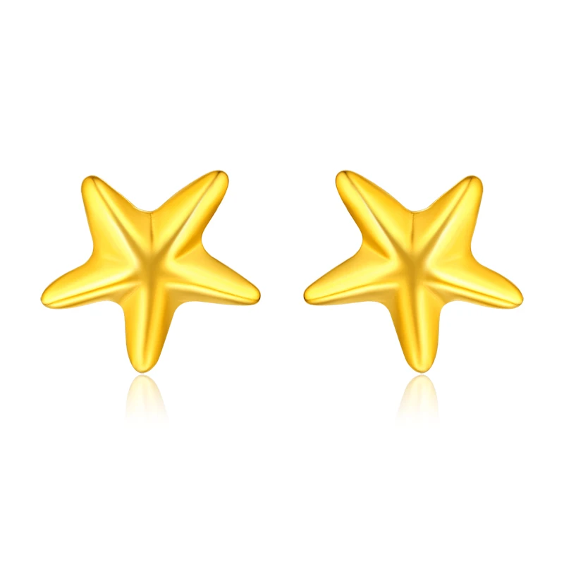 Pure 24K Yellow Gold Star Stud Earrings Women 999 Gold Earrings 
Pure 24K Yellow Gold Star Stud Earrings Women 999 Gold Earrings