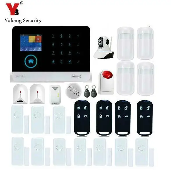 

YoBang Security Wireless WIFI 3G Home Security WCDMA Alarm System With English Russian Dutch Spanish IOS Android APP Controls.