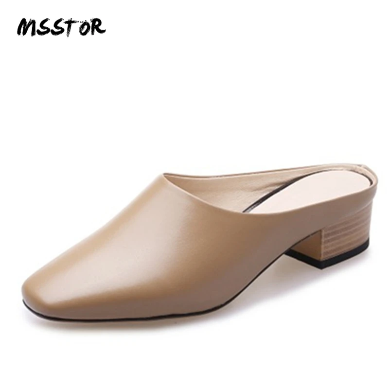 MSSTOR Square Toe Mules Slippers Shallow Outdoor Plus Size Cow Leather High Heels Slippers Casual Fashion Ladies Slippers 2019
MSSTOR Square Toe Mules Slippers Shallow Outdoor Plus Size Cow Leather High Heels Slippers Casual Fashion Ladies Slippers 2019