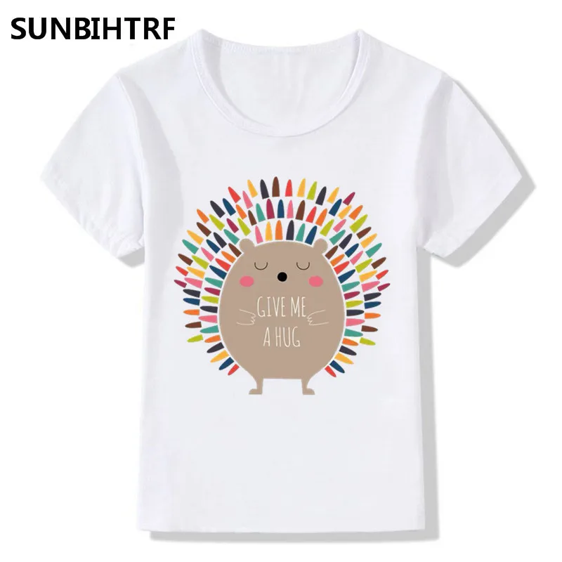 2018 Children Cartoon Color Hedgehog Give Me A Hug Print Funny T-Shirts Kids Summer Tops Big Boy/Girl Short Sleeve Baby Clothes
2018 Children Cartoon Color Hedgehog Give Me A Hug Print Funny T-Shirts Kids Summer Tops Big Boy/Girl Short Sleeve Baby Clothes