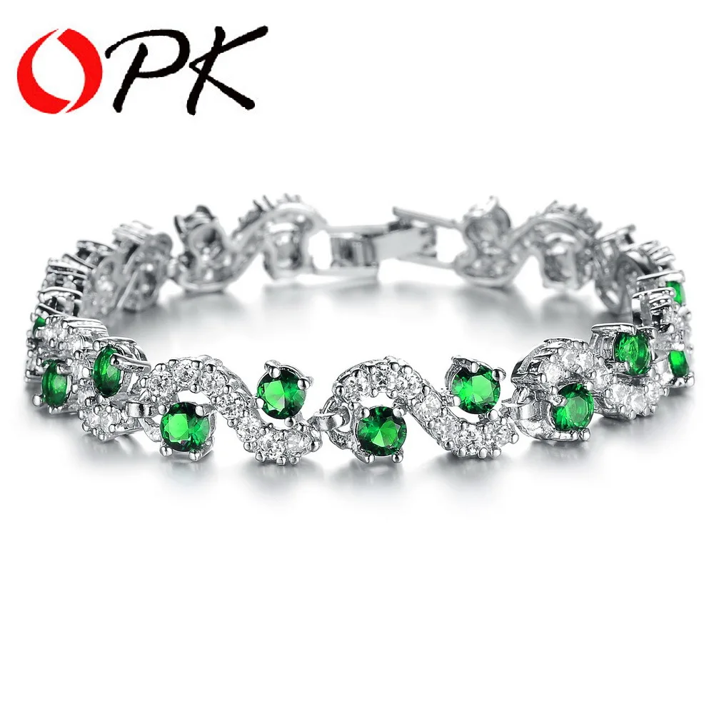 OPK AAA Cubic Zirconia Women's Bracelet White Gold color Bangles Luxury Party Jewelry pulseras, DM931G
OPK AAA Cubic Zirconia Women's Bracelet White Gold color Bangles Luxury Party Jewelry pulseras, DM931G