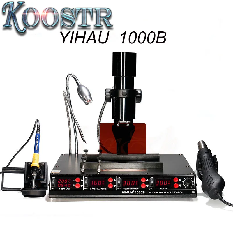 YIHUA 1000B 3 Functions in 1 Infrared Bga Rework Station SMD Hot Air Gun + 540W Preheating Station + 75W Soldering Irons
YIHUA 1000B 3 Functions in 1 Infrared Bga Rework Station SMD Hot Air Gun + 540W Preheating Station + 75W Soldering Irons
