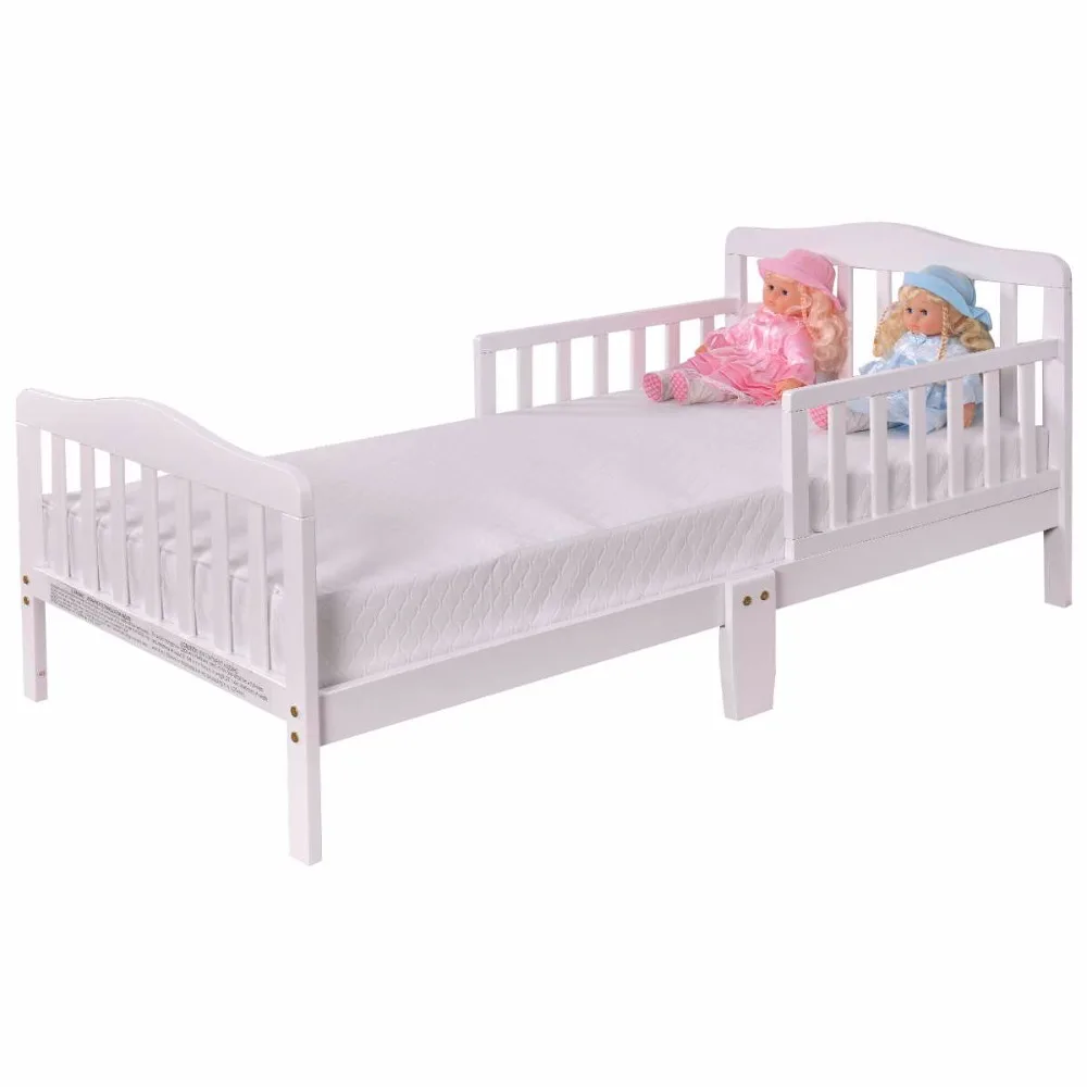 Toddler Wood Bed with Safety Rails in Two Colors 11 BB4596WHF