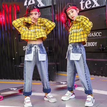 Jazz Stree Dance Costume Children's Plaid Shirt Girls Hip-hop Stage Show Suit Jeans Casual Wear DQT1015
Jazz Stree Dance Costume Children's Plaid Shirt Girls Hip-hop Stage Show Suit Jeans Casual Wear DQT1015