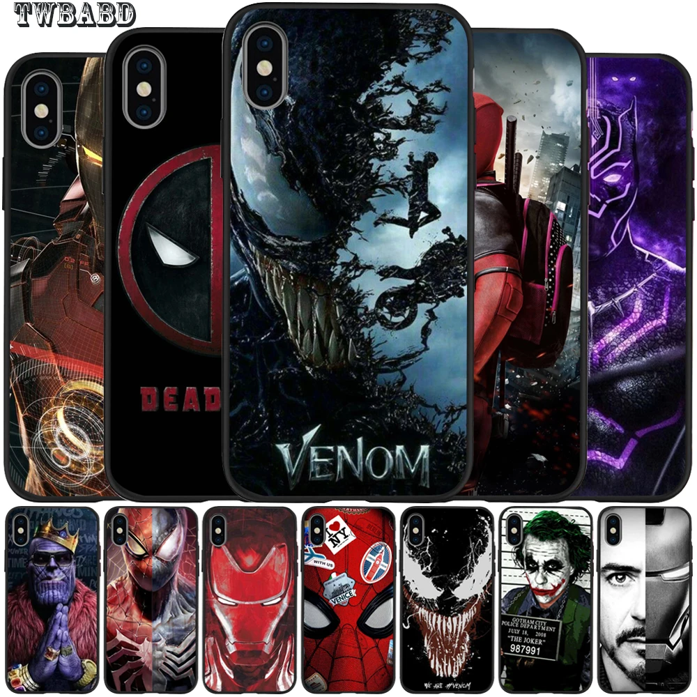 Marvel Venom Deadpool Spiderman Soft Silicon Case For iphone X XS Max XR 6 7 8 Plus 5S SE Black Protective Back Cover Fundas
Marvel Venom Deadpool Spiderman Soft Silicon Case For iphone X XS Max XR 6 7 8 Plus 5S SE Black Protective Back Cover Fundas
