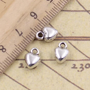 

40pcs Charms Puffy Heart 9x7x4mm Antique Bronze Silver Color Pendants Making DIY Handmade Tibetan Finding Jewelry For Bracelet