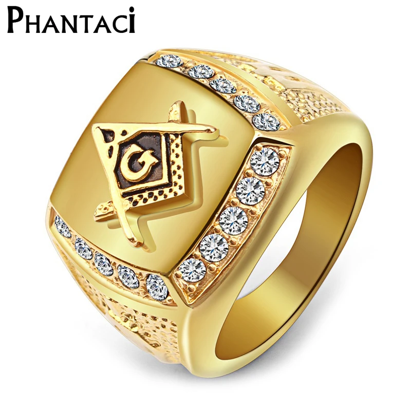 Vintage Crystal Gold Color Stainless Steel Rings For Men Free Mason Freemasonry Big Punk Titanium Male Ring Jewelry Men's
Vintage Crystal Gold Color Stainless Steel Rings For Men Free Mason Freemasonry Big Punk Titanium Male Ring Jewelry Men's