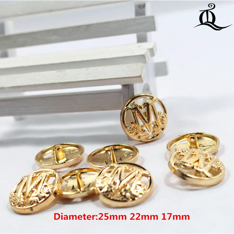 Free shipping, 10PCS gold diameter of 17mm-25mm gold M metal buttons, clothing accessories, shirt, coat brand buttons,w4
Free shipping, 10PCS gold diameter of 17mm-25mm gold M metal buttons, clothing accessories, shirt, coat brand buttons,w4