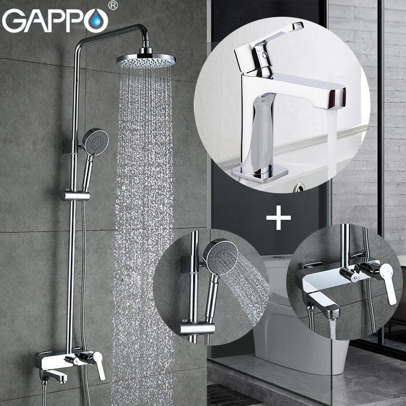 

GAPPO Shower Faucet + Basin Sink Faucet Shower Mixer Tap Bath Faucet Waterfall Bathtub Taps Rain Shower Set Shower System