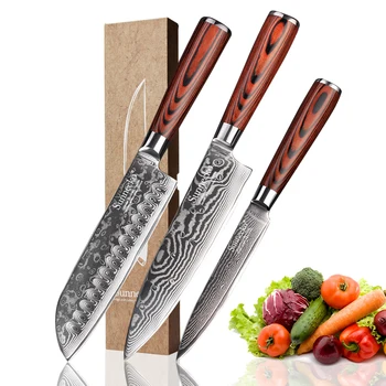 SUNNECKO 3PCS Kitchen Knives Set Santoku Utility Chef Cutter Knife Damascus Japanese VG10 Steel Pakka Wood Handle Cooking Tools
SUNNECKO 3PCS Kitchen Knives Set Santoku Utility Chef Cutter Knife Damascus Japanese VG10 Steel Pakka Wood Handle Cooking Tools