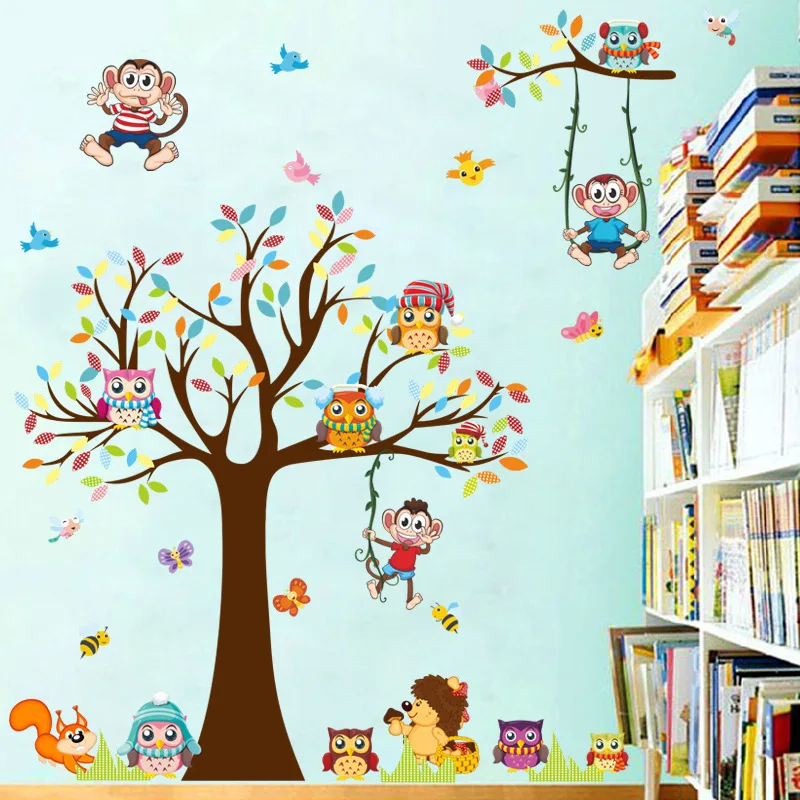 Colorful Owl Tree Wall Stickers Kids room Nursery Decor Cartoon Animal Wall Decals Removable Art Murals Monkey Vinyl Wallpaper
Colorful Owl Tree Wall Stickers Kids room Nursery Decor Cartoon Animal Wall Decals Removable Art Murals Monkey Vinyl Wallpaper