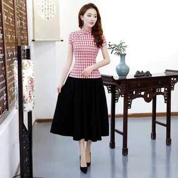 Summer Womens Blouse Skirt 2pc Sets Traditional Chinese style Short Sleeve Shirt Mandarin Collar Cheongsam Dress Size S-XXXL
Summer Womens Blouse Skirt 2pc Sets Traditional Chinese style Short Sleeve Shirt Mandarin Collar Cheongsam Dress Size S-XXXL