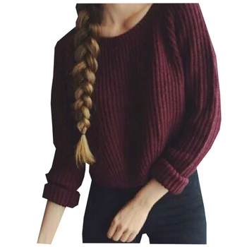 2017 Fashion Women Ladies Sexy Long Sleeve Crop Knitted Sweaters Tops Casual Loose Wine red Women Sweaters
2017 Fashion Women Ladies Sexy Long Sleeve Crop Knitted Sweaters Tops Casual Loose Wine red Women Sweaters