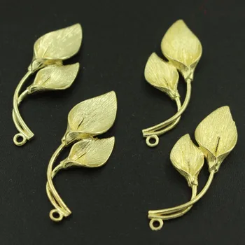 39*16mm Lily Calla Leaf Charms Pendants Brass Metal Branch Flower Pins for Half Drilled Pearl Beads Findings DIY Jewelry Making
39*16mm Lily Calla Leaf Charms Pendants Brass Metal Branch Flower Pins for Half Drilled Pearl Beads Findings DIY Jewelry Making