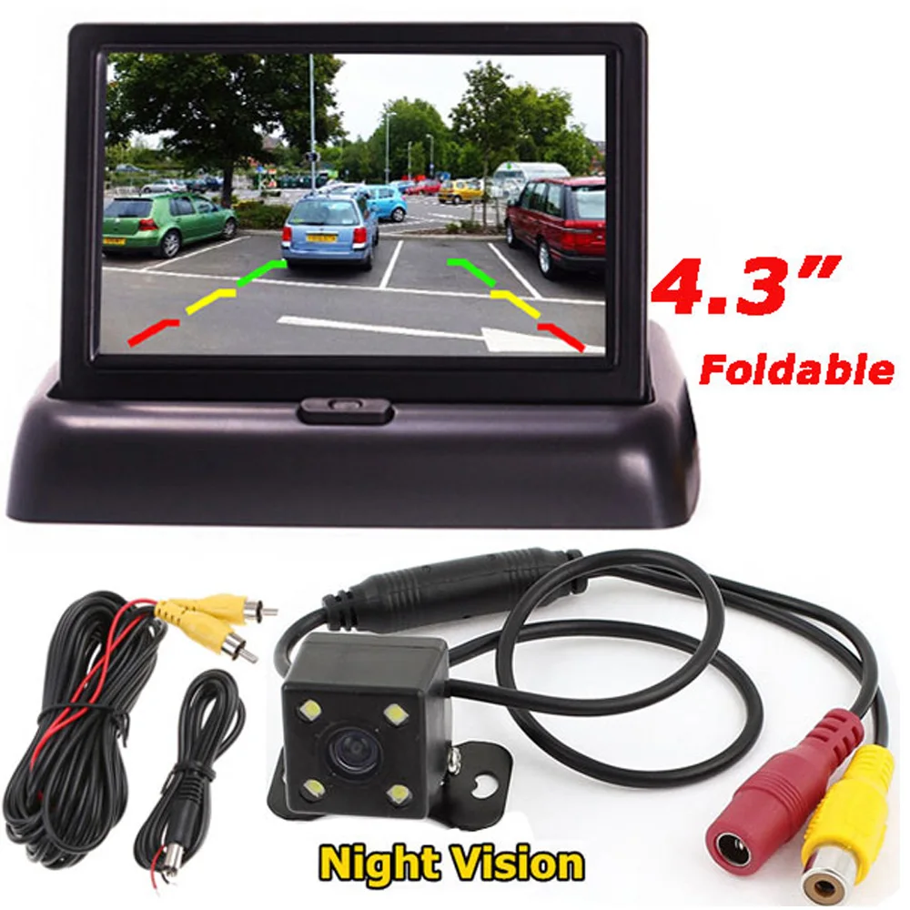 Vehicle Backup Camera System, 4LEDs Night Vision Rear View Reversing Reverse Camera with 4.3 inch Color TFT LCD Foldable Monitor
Vehicle Backup Camera System, 4LEDs Night Vision Rear View Reversing Reverse Camera with 4.3 inch Color TFT LCD Foldable Monitor