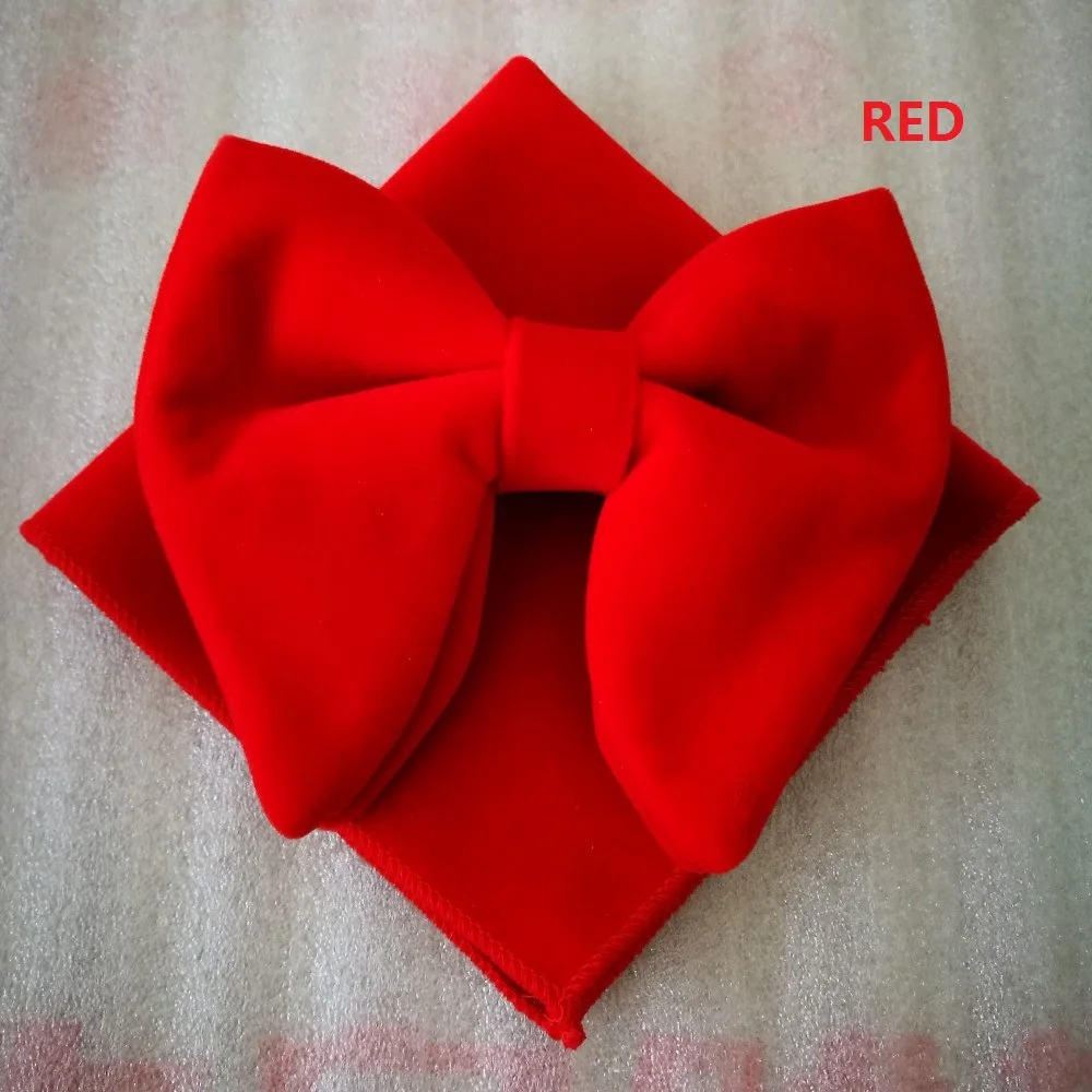 Image Red Velvet Bowties with Matching hankie  Mens Unique Tuxedo Velvet Bowtie Bow Tie  Hankie Set Necktie Set