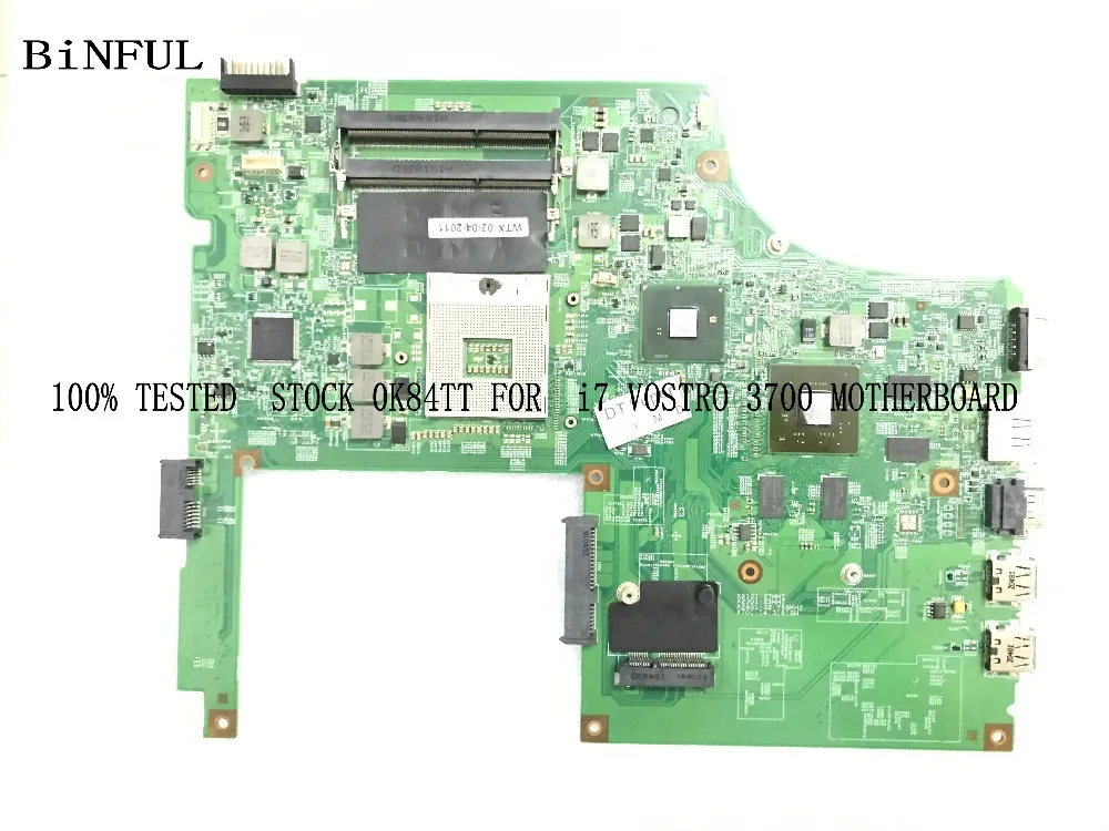 BiNFUL STOCK 100% 0K84TT материнская плата для ноутбука DELL VOSTRO 3700 с видеокартой + Поддержка