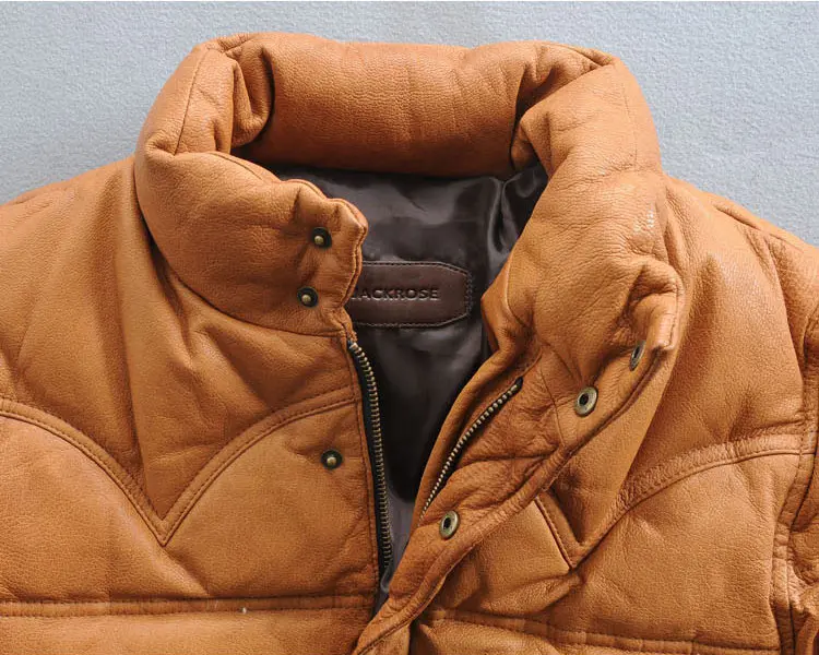 Мужской тонкий пуховик из 2019 натуральной кожи с воротником стойкой|coat down|coat mencoats