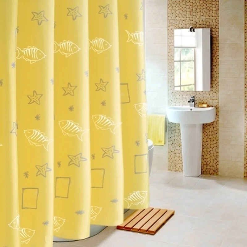 Yellow Cute Cartoon Fish Starfish Waterproof Mildew Shower Curtain Toilet Partition Curtain Bathroom Curtain with Hooks
Yellow Cute Cartoon Fish Starfish Waterproof Mildew Shower Curtain Toilet Partition Curtain Bathroom Curtain with Hooks