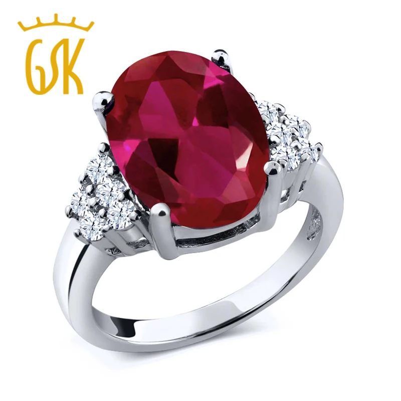 GemStoneKing 925 Sterling Silver Big Gemstone Ring 5.40 Ct Oval Red Created Ruby and White Topaz Women's Ring
GemStoneKing 925 Sterling Silver Big Gemstone Ring 5.40 Ct Oval Red Created Ruby and White Topaz Women's Ring